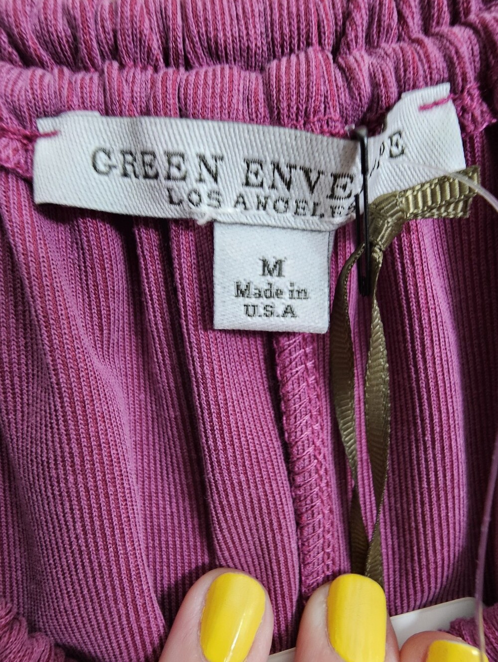 Green Envelope sleeveless gathered halter top tank ribbed fuschia womens medium - Picture 4 of 8